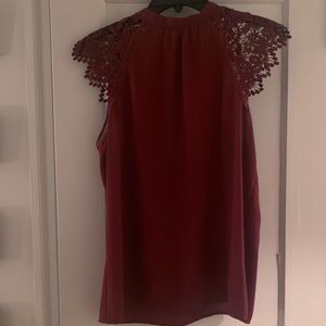 Burgundy blouse with lacy sleeves from express